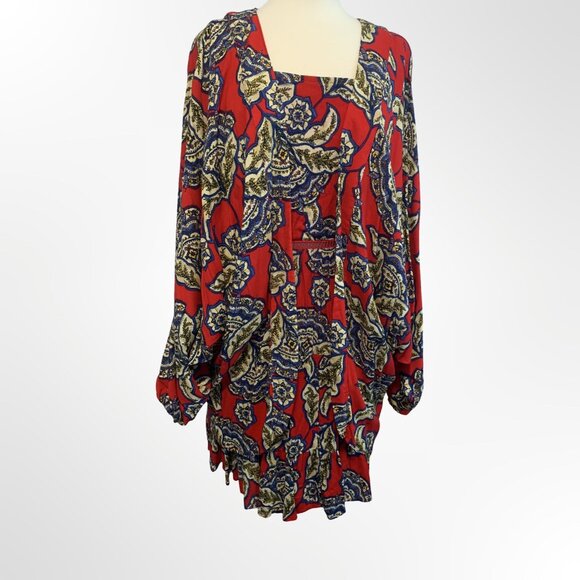 Maurices 2 pc Red Floral Skater Dress & Kimono Boho Artsy Plus Size 1X - Picture 2 of 9